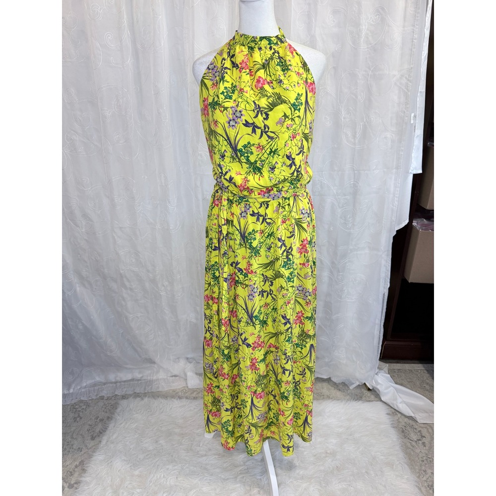 Nine.Eight New York Yellow Floral Halter Maxi Dress XXL Sleeveless 9801NE